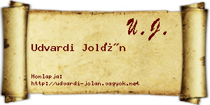 Udvardi Jolán névjegykártya